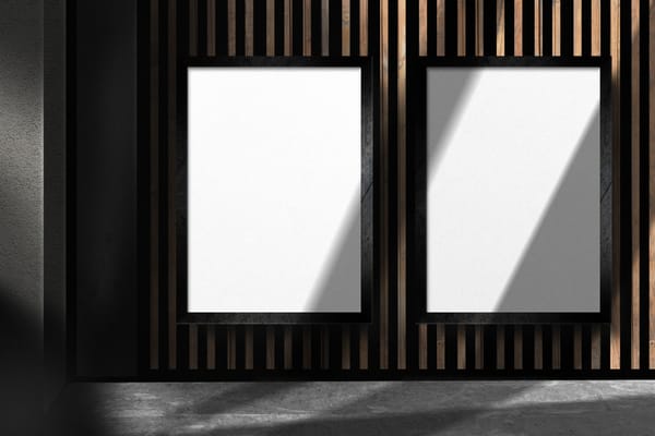 Industrial Interior Frame Poster Mockup on Wood