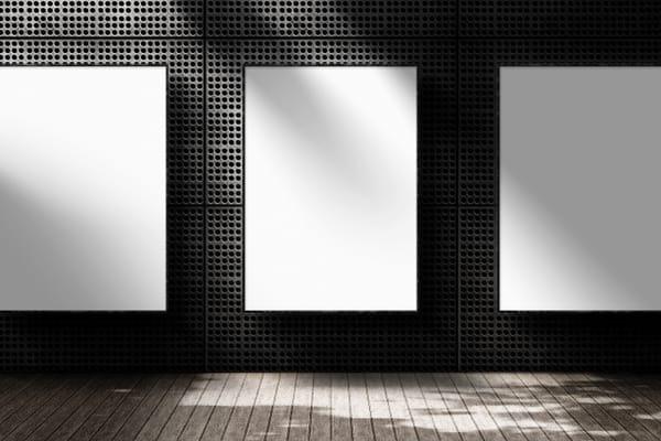 Industrial Three Frame Poster Mockup on Metal Wall