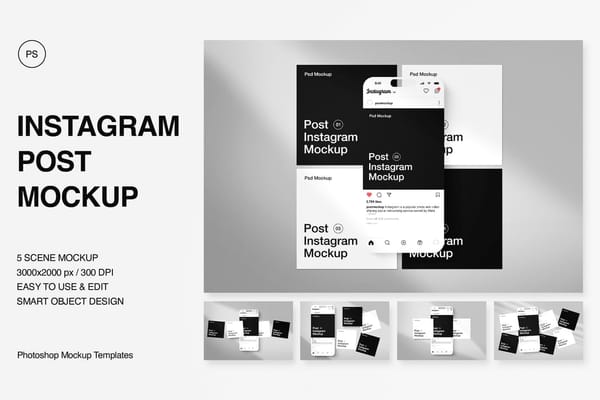 Realistic Instagram Post Mockup Set