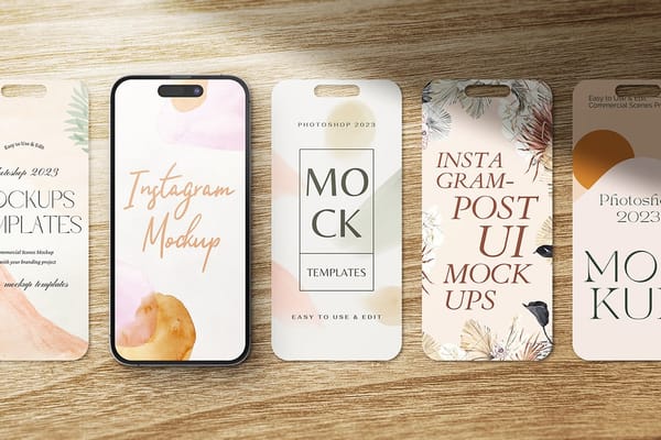 Instagram Post UI Mockup With Table Wood