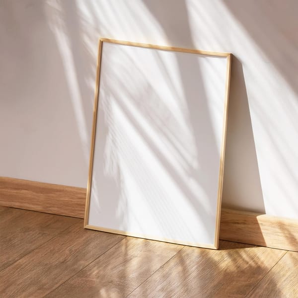 Interior Frame Poster Mockup on Wood