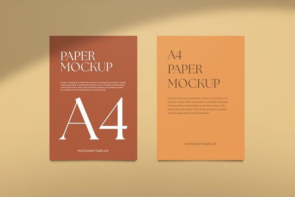 Minimal Brown A4 Paper Mockup