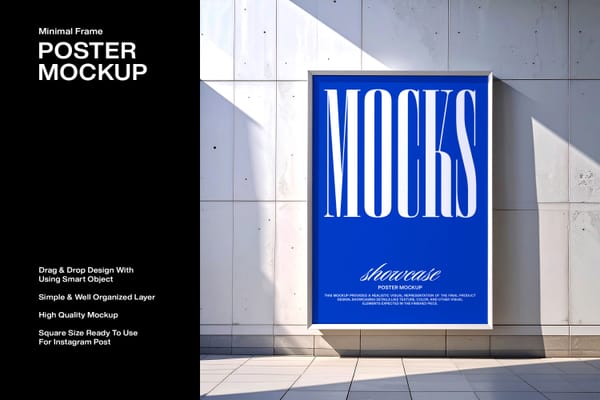 Minimal Frame Poster Mockup with Shadow