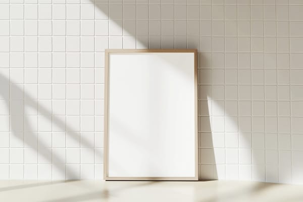 Minimal Frame Poster Mockup on TIle Wall