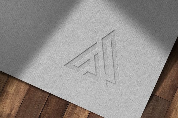 Minimalist Emboss Logo Mockup on Wooden Background