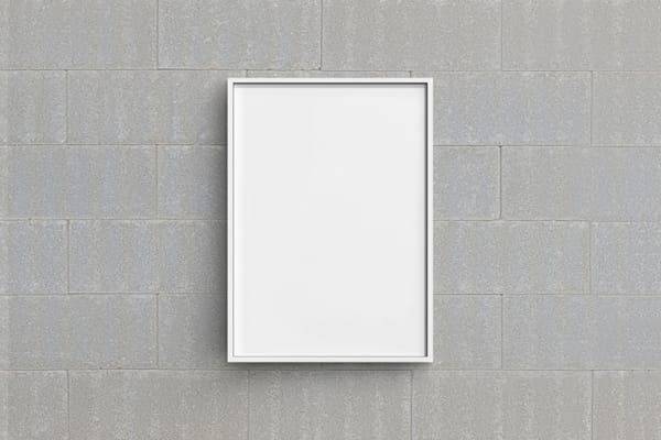 Modern White Frame Poster Mockup on Wall