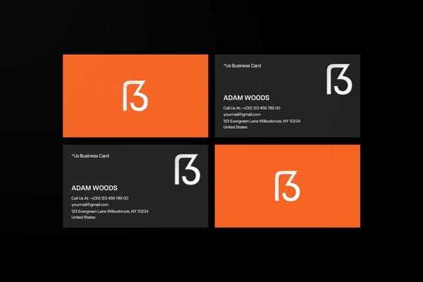 Orange & Black Paper Business Card Mockup
