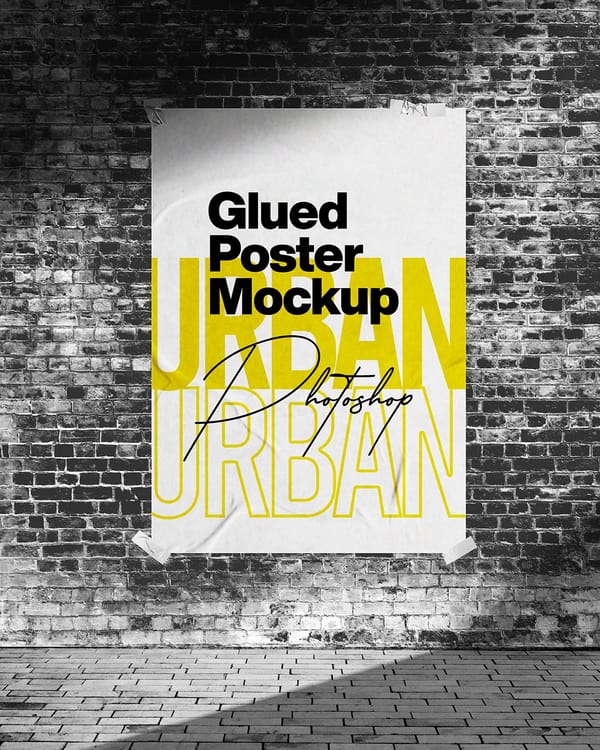 Outdoor Glued Poster Mockup