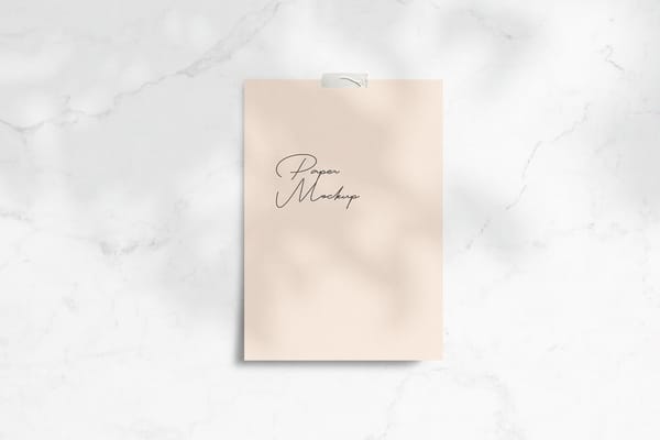 Minimalist A4 Paper Mockup on Marble Background