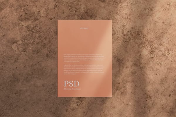 Elegant A4 Paper Mockup on Warm Stone Background