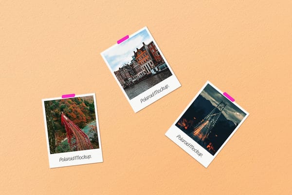 Polaroid Photo Collage Tape Mockup