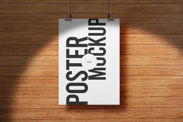 Poster Mockup Wood Background