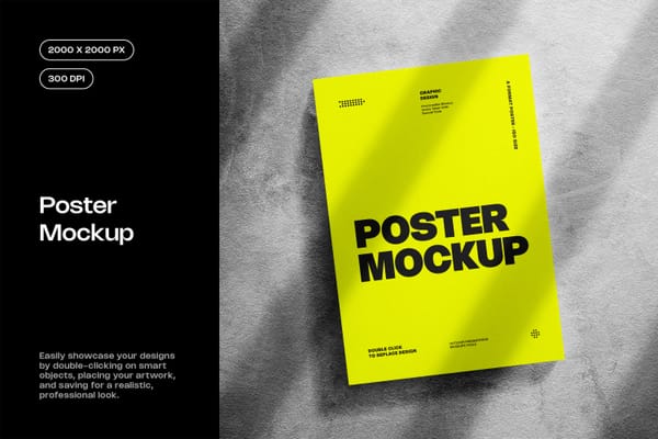 Square Poster Mockup on Cement