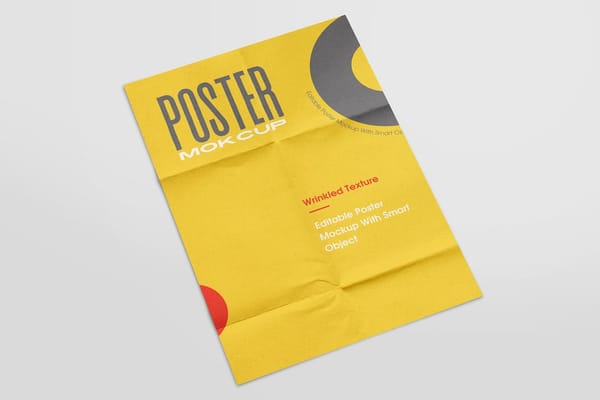 Yellow Glued Poster Mockup