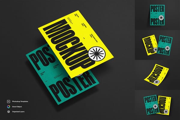 Poster Mockup On Black Background