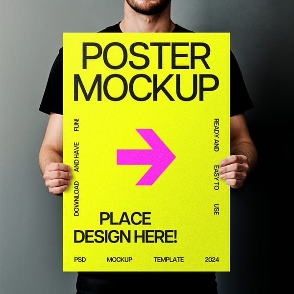 Poster Mockup Held by Man