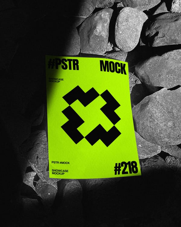 Poster Mockup On Stone Background