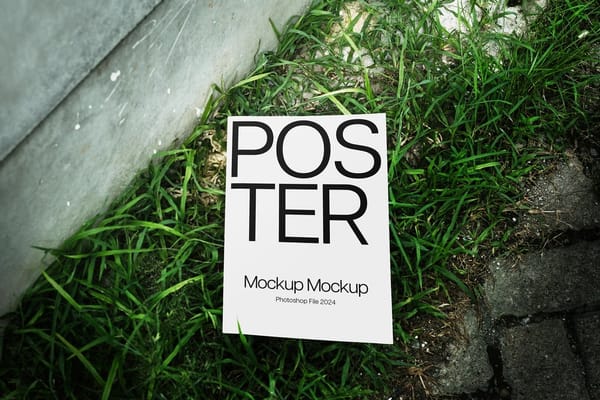 Poster Mockup With Grass
