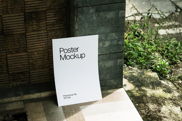 Poster Mockup With Wall and Grass