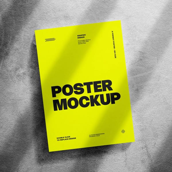Square Poster Mockup on Cement
