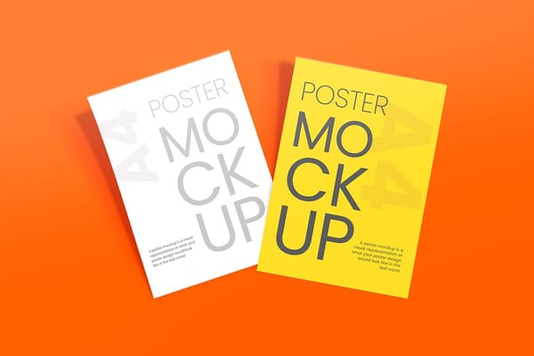 Poster Mockup on Light Color Background