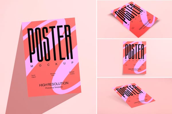Poster Mockup On Pink Background