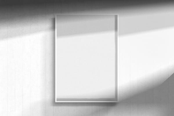 Realistic Frame Poster Mockup on White Wood