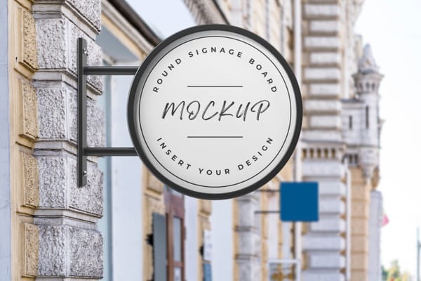 Round Sign Board Mockup
