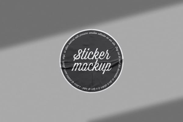 Rounded Sticker Mockup With Shadow