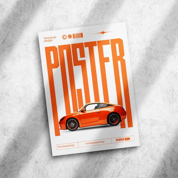 Square Poster Mockup on Wall