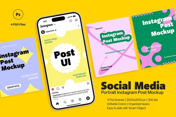 Social Media Portrait Instagram Post Mockup