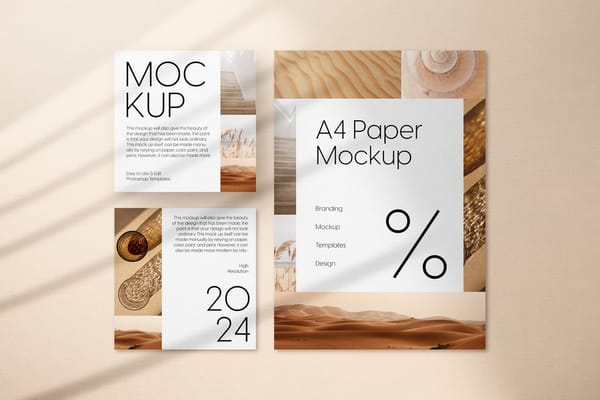 Square Post & A4 Paper Mockup