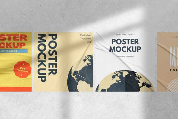 Square Glued Poster Mockup