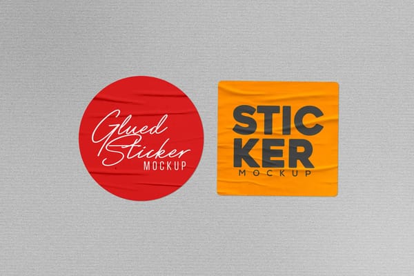 Sticker Mockup with Background Texture