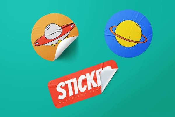 Sticker Mockup on Light Color Background