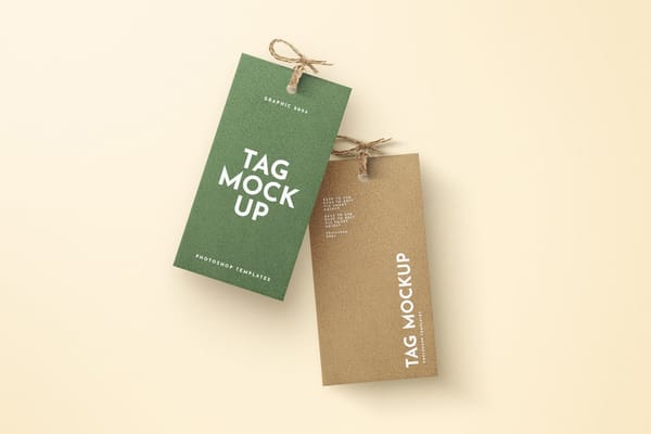 Tag Mockup With Brown Background