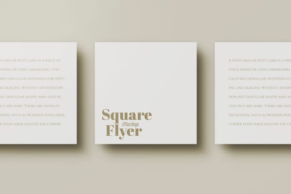 Three Square Flyer Postcard Mockup