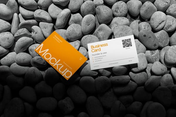 Two Business Card Mockup With Rocks