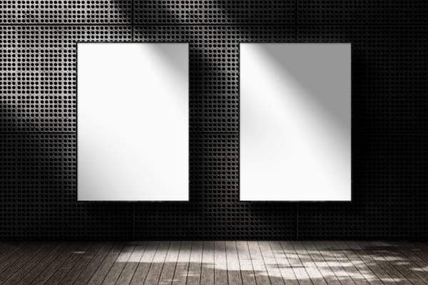 Two Frame Poster Mockup on Mesh Wall