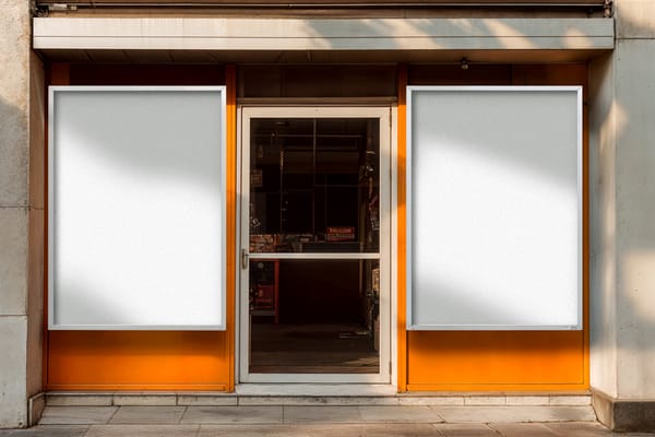 Two Outdoor Frame Poster Mockups At A Book Shop Entrance