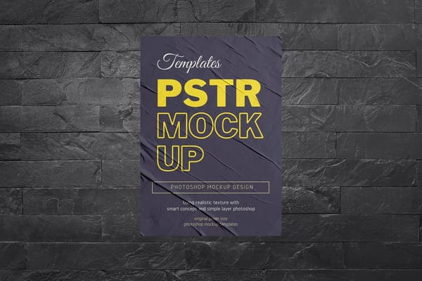 Poster Mockup On Wall Brick Background