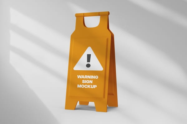 Warning Sign Mockup Natural Shadow