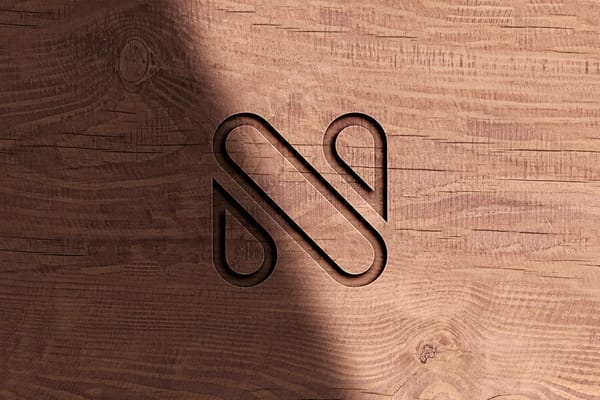 Modern Minimalist Logo Carved on Wood