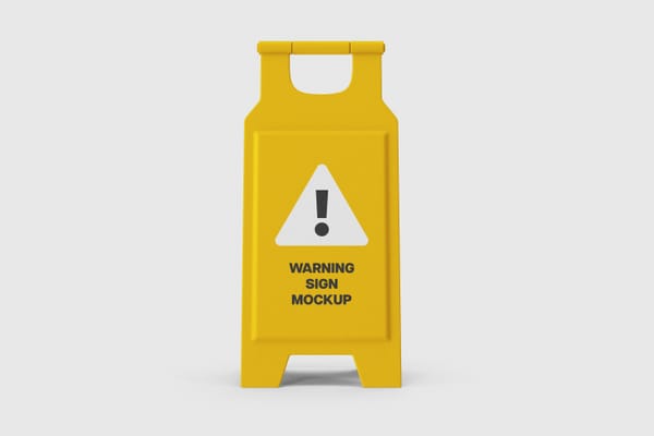Yellow Warning Sign Mockup