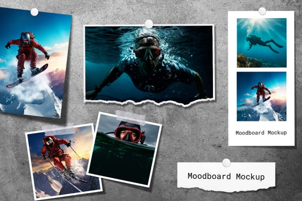 Photorealistic Polaroid Moodboard Mockup