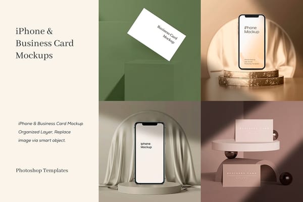 iPhone & Business Card Mockups