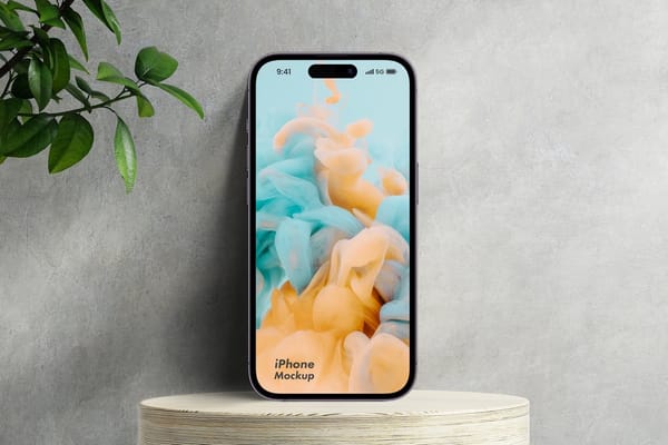 iPhone 14 Pro Mockup With Leaf