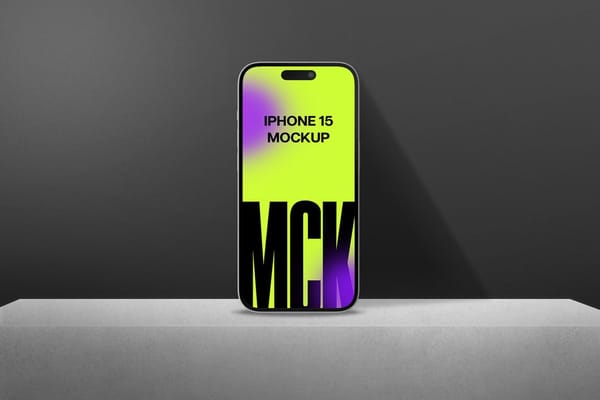 Realistic iPhone 15 Mockup with Dark Background
