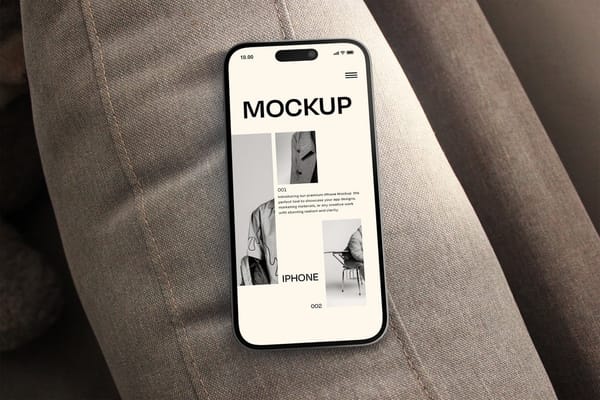 iPhone Mockups On Brown Sofa