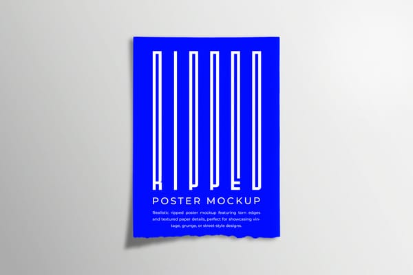 Ripped Poster Mockup on White Background